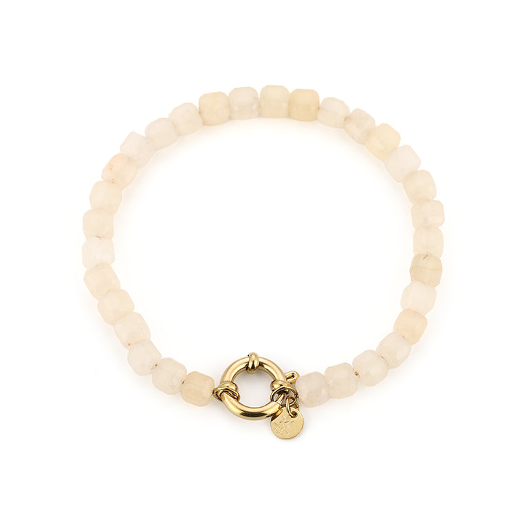 Natuurstenen armband  - Beige